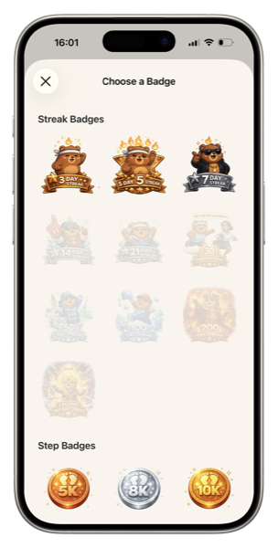 Badges screen